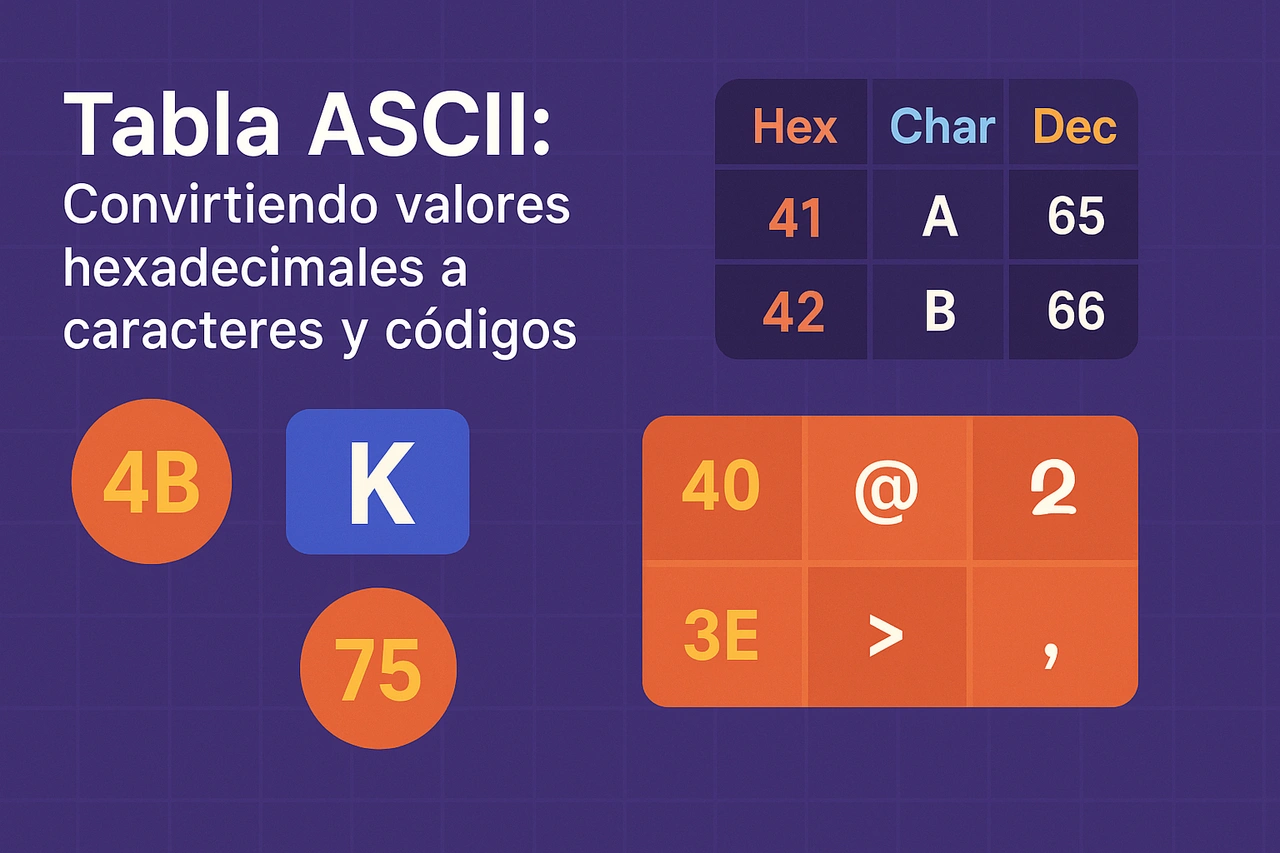Tabla ASCII: Convirtiendo valores hexadecimales a caracteres y códigos