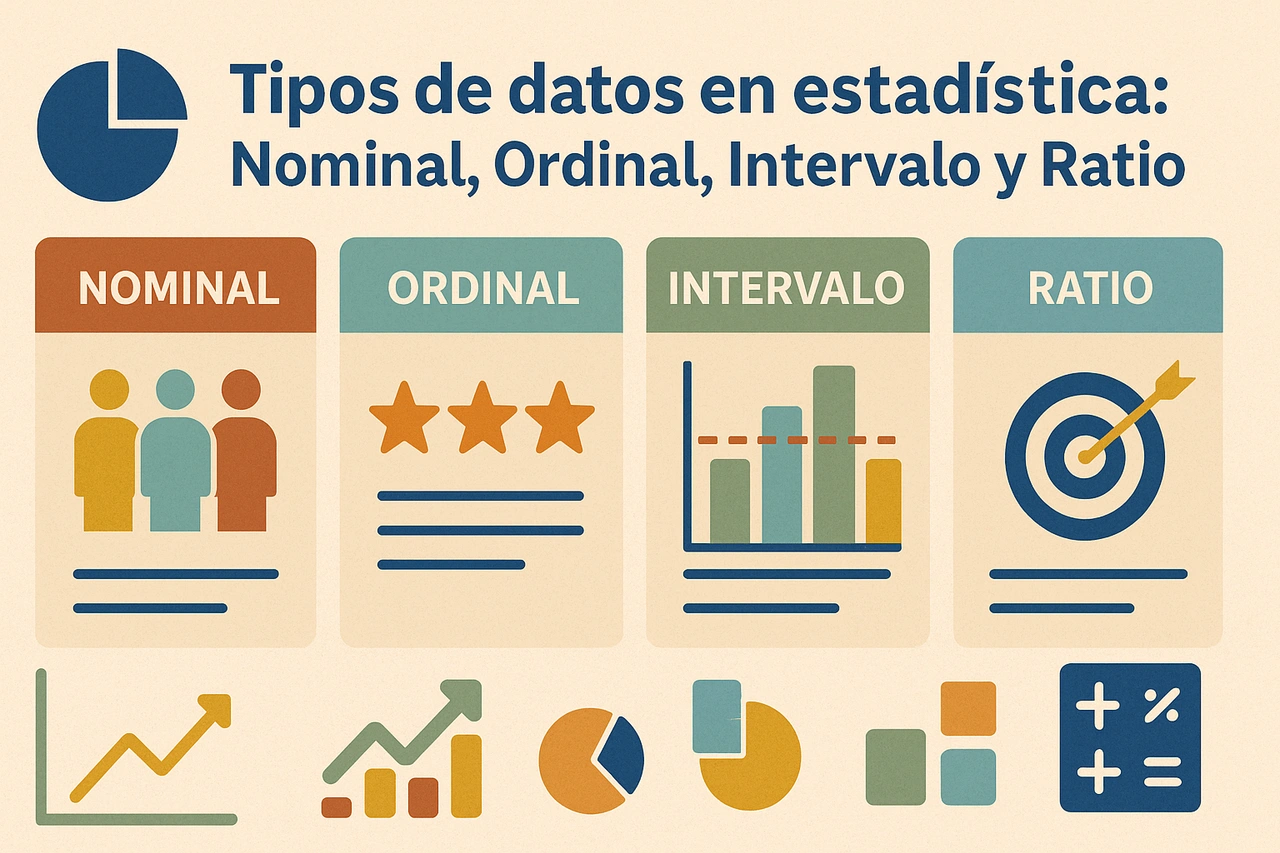 Tipos de datos en estadística: Nominal, Ordinal, Intervalo y Ratio