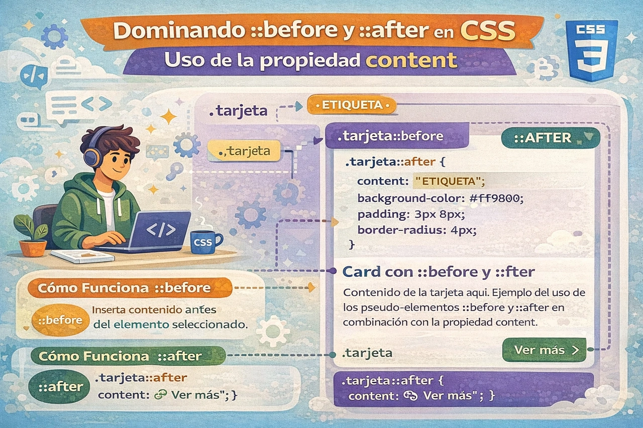 Dominando ::before y ::after en CSS: Uso de la propiedad content