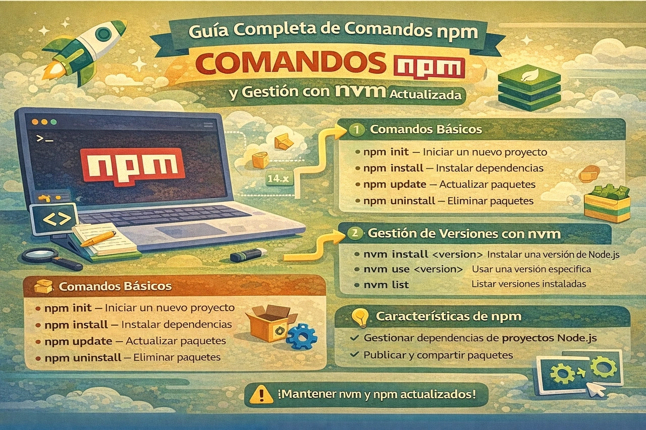 Guía Completa de Comandos npm y Gestión con nvm Actualizada