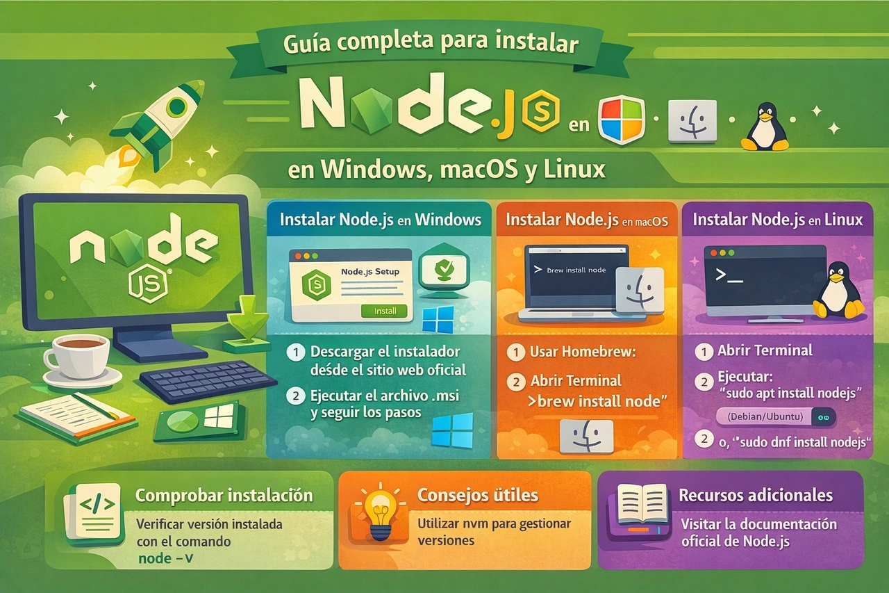 Guía completa para instalar Node.js en Windows, macOS y Linux