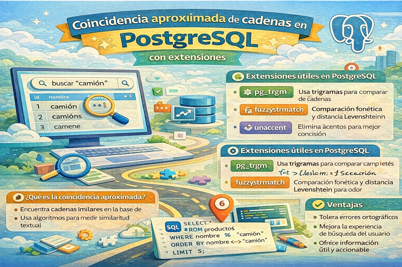 Coincidencia aproximada de cadenas en PostgreSQL con extensiones