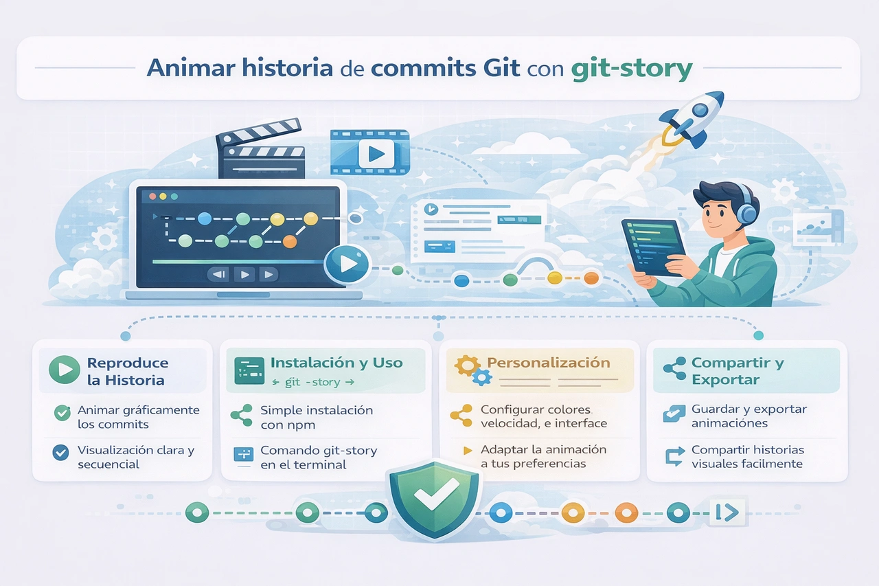 Animar historia de commits Git con git-story