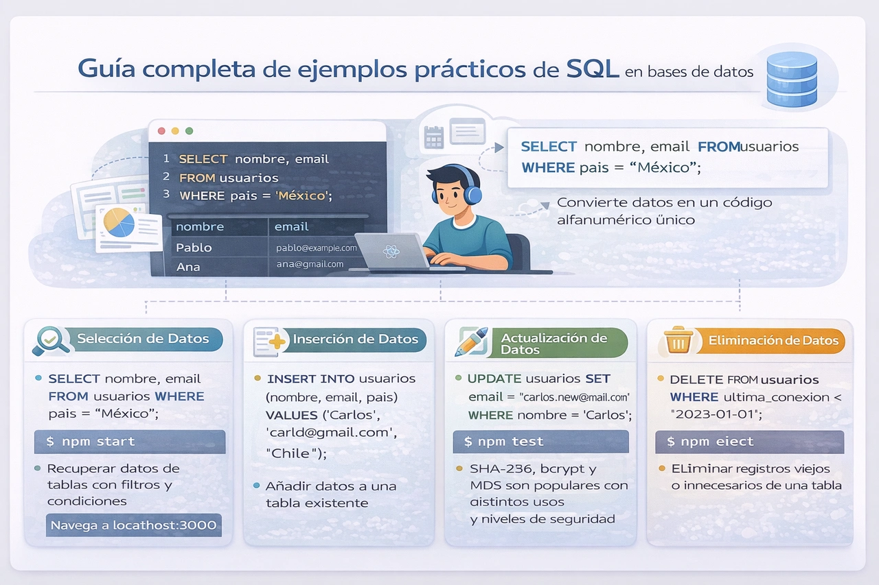 Guia completa de ejemplos practicos de sql en bases de datos
