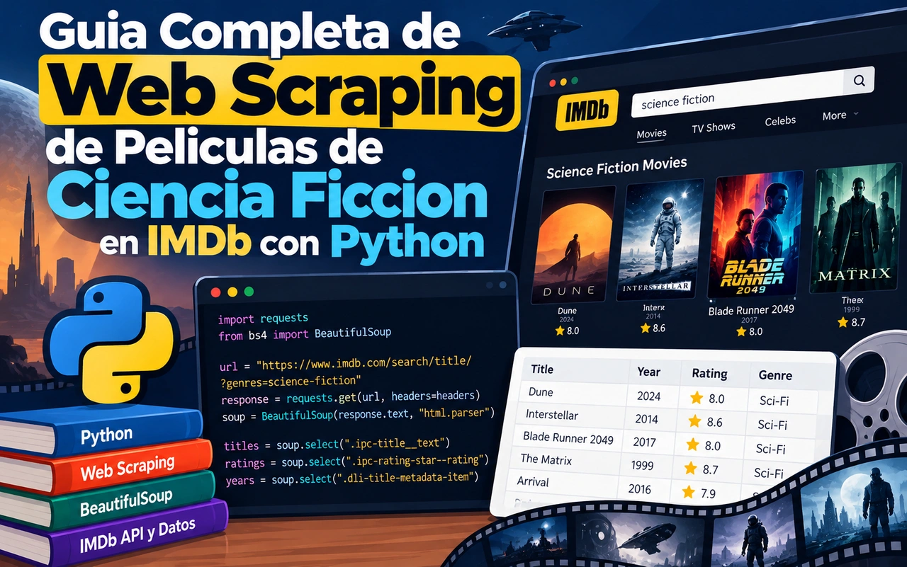 Guia Completa de Web Scraping de Peliculas de Ciencia Ficcion en IMDb con Python