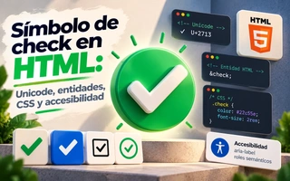 Símbolo de check en HTML: Unicode, entidades, CSS y accesibilidad