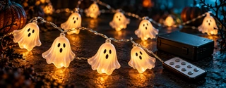 Battery Operated Halloween Ghost String Lights with Remote Control
