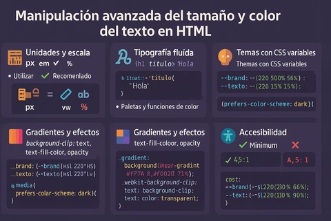 Manipulación avanzada del tamaño y color del texto en HTML