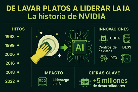 De lavar platos a liderar la IA: La historia de NVIDIA