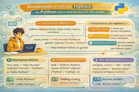 Dominando el método replace en cadenas de Python para manipulación eficiente