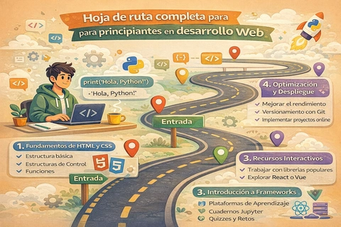 Hoja de ruta completa para principiantes en desarrollo web 2026