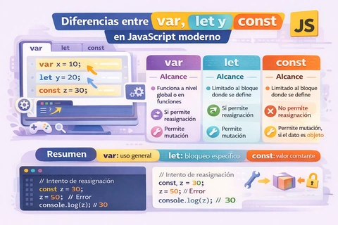 Diferencias entre var, let y const en JavaScript moderno