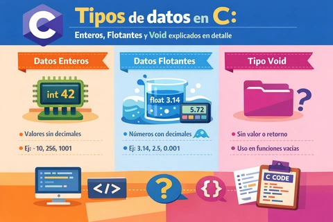 Tipos de datos en C: enteros, flotantes y void explicados en detalle