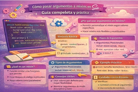 Cómo pasar argumentos a mixins en Sass: Guía completa y práctica