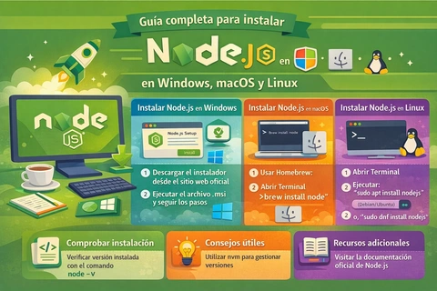 Guía completa para instalar Node.js en Windows, macOS y Linux