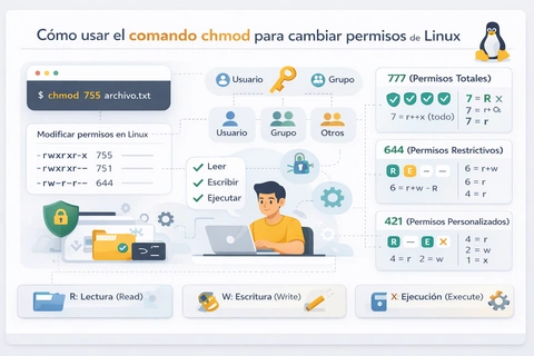 Cómo usar el comando chmod para cambiar permisos de archivos en Linux