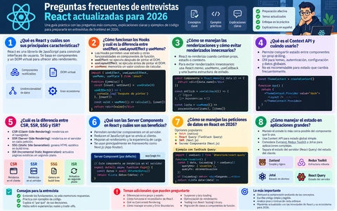 Preguntas frecuentes de entrevistas React actualizadas para 2026