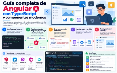 Guia completa de Angular con TypeScript y componentes modernos