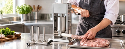 Vertical Stainless Steel Sausage Stuffer with Churro Maker