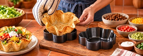 Non-Stick Carbon Steel Tortilla Pan Sets for Perfect Taco Salad Bowls