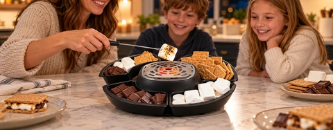 Electric S'mores Maker with Marshmallow Roasting Sticks and 4 Trays
