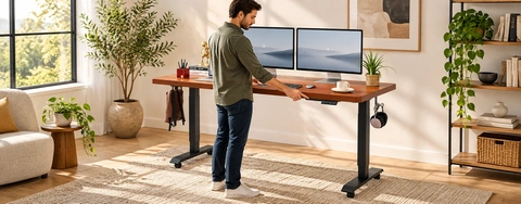 Height Adjustable Stand up Desks: T-Shaped Metal Bracket Workstations