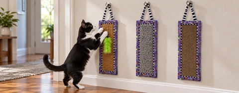 Comparing Hanging Cat Scratchers: Burlap, Carpet, and Corrugated mats