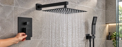 Matte Black Shower System with High Pressure Shower Head Comparison
