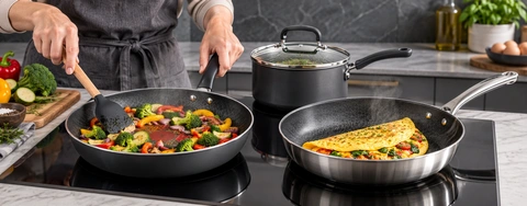 Nonstick Cookware Showdown: T-fal vs. Guy Fieri Laser Titanium
