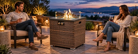 Exploring Options for Gas Fire Pit Tables with Blue Fire Glass Stones