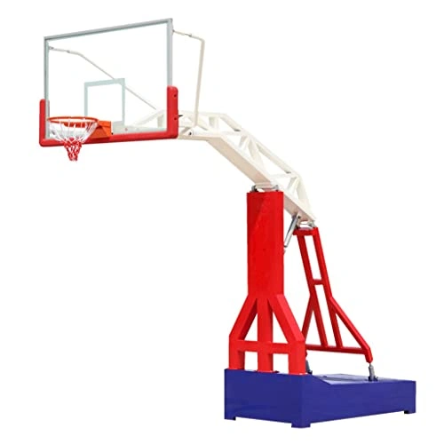 Click to view Outdoor Basketball Hoop with Blue Frame and Hydraulic One-arm Adjustment