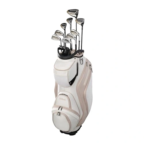 Click to view Wilson Women&rsquo;s Aurora Complete Golf Set with Cart Bag - Right Hand, Standard, White/Pink