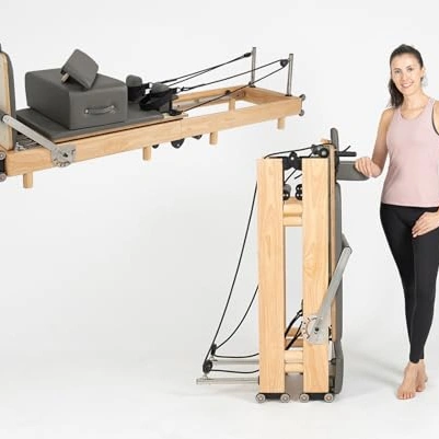 Click to view Nexace Pilates Reformer Machine, Foldable Wood Pilates Equipment for Home Workout