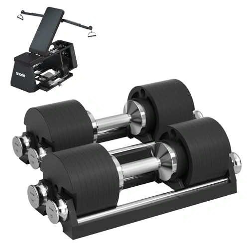 Click to view SNODE AD80 Adjustable Dumbbell Set 80LBS with 10lb Plates and Upgrade Weight Bench for Home Gym