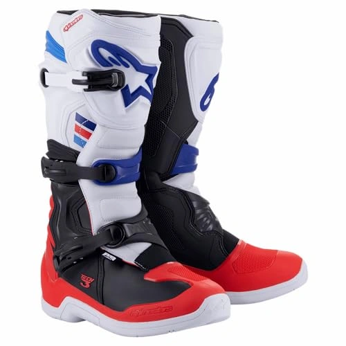 Click to view Alpinestars Adult Tech 3 Motocross Boot, 7, White Bright Red Dark Blue