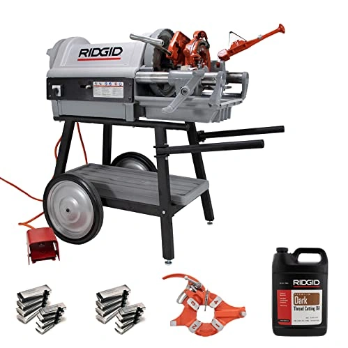 Click to view Ridgid 1224 Pipe Threading Machine with Universal Cart Die Heads Dies and Oil