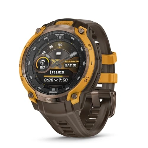 Click to view Garmin Instinct Crossover AMOLED Rugged Hybrid GPS Smartwatch with Analog Hands