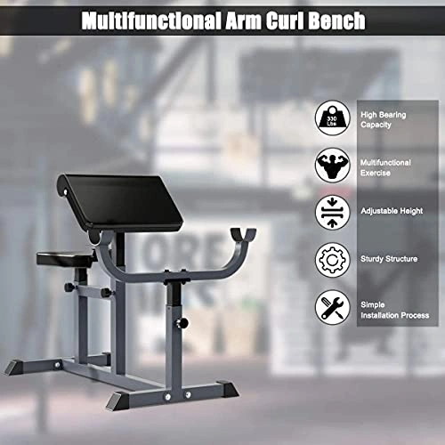Click to view Barbell Stool Curl Weight Bench Heavy Duty Adjustable Arm Curl Bench for Upper Limb Training