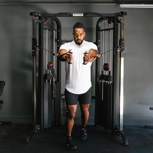 Click to view Titan Fitness Functional Trainer Cable Crossover Machine with 200 LB Double Weight Stack