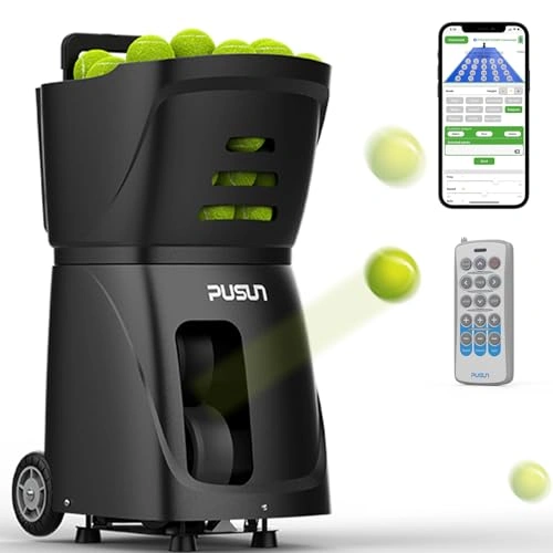 Click to view PUSUN Tennis Ball Machine with App Remote and Multiple Training Modes