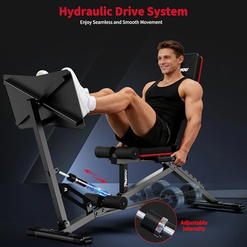 Click to view PASYOU Leg Press Machine with Adjustable Weight Bench and Leg Extension