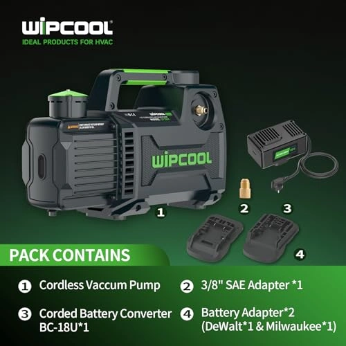 Click to view WIPCOOL 2F2BR-AC AC and DC Cordless HVAC Vacuum Pump