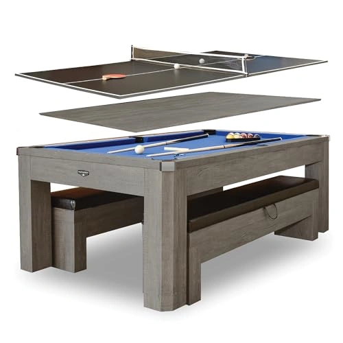 Click to view Hathaway Newport 7 Foot Pool Table Combo with Reversible Game Top and Benches