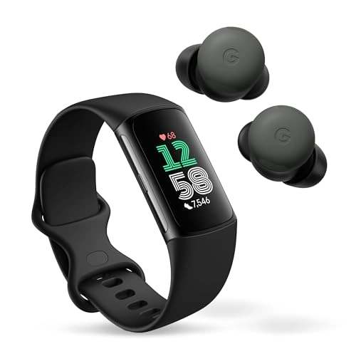Click to view Fitbit Charge 6 with Heart Rate, GPS, 6-Month Premium, Google Apps and Pixel Buds Pro 2 Earbuds