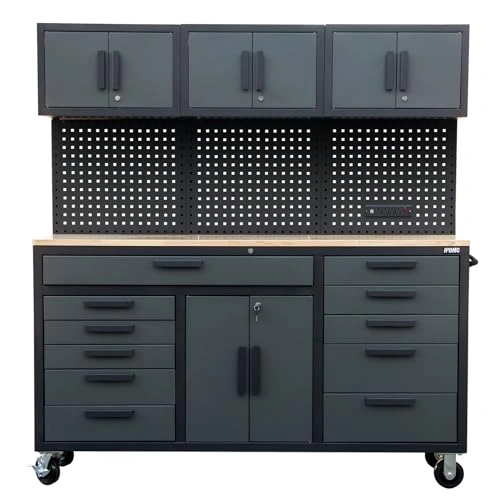 Click to view Tsnritor 72in Rolling Tool Chest Cabinet with 11 Drawers and Power Strip