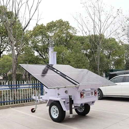 Click to view Dual Axle Solar Light Trailer Rugged Mobile Lighting Tower with 30ft Telescopic Mast