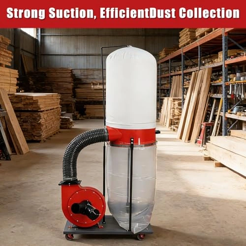 Click to view Industrial 1500W Dust Collection System with 50-Gallon Bag for Woodworking