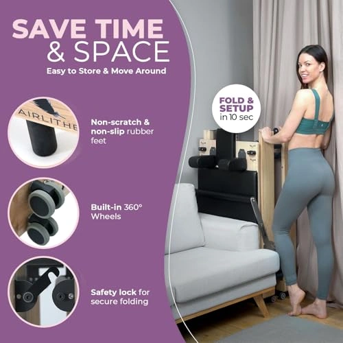 Click to view Airlithe Foldable Pilates Reformer Machine for Home Workouts
