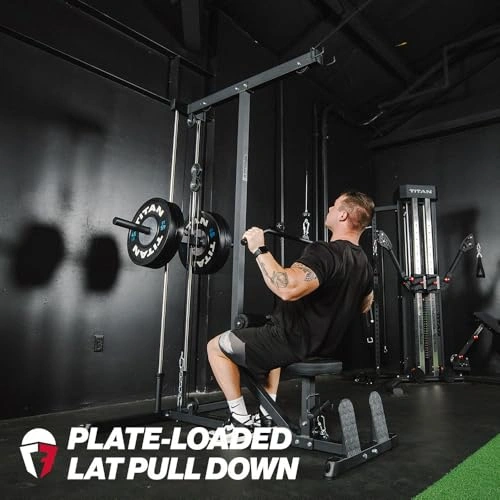 Click to view Titan Fitness Plate-Loaded LAT Tower for Home Gym with 400 LB Capacity
