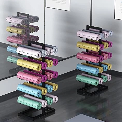 Click to view 5-Tier Yoga Mat Storage Rack Floor Stand Holds 20 Exercise Mats and Foam Rollers